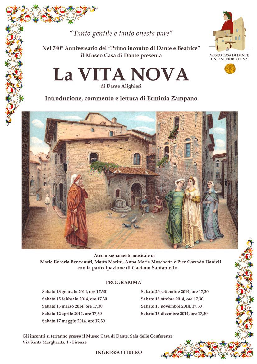 Locandina delle letture de La vita nova